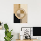 Minimal Art Deco Geometric Circle – Luxury Neutral ポスター (ホームオフィス)