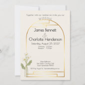 Minimal Art Nouveau Gold Arch Calla Lily Wedding 招待状 (正面)