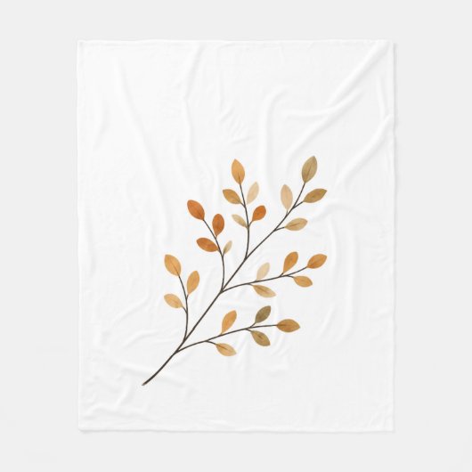 Minimal Autumn Branch Throw Blanket フリースブランケット (正面)