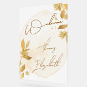 Minimal Autumn Golden Botanical Script Wedding アクリルサイン (傾斜)