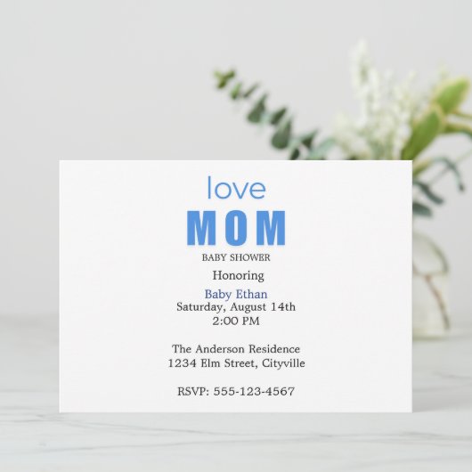 Minimal Baby boy Shower Invitation 案内状 (スタンド正面)