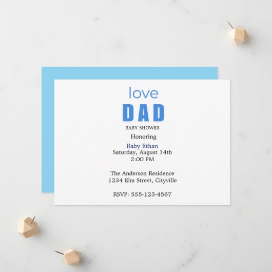 Minimal Baby boy Shower Invitation 案内状 (正面/裏面インサイチュ)