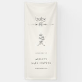 Minimal Baby in Bloom Baby Shower Vinyl Banner 横断幕 (縦)