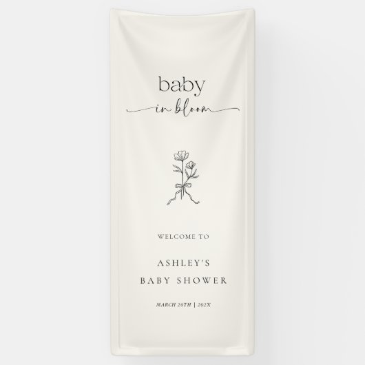 Minimal Baby in Bloom Baby Shower Vinyl Banner 横断幕 (縦)