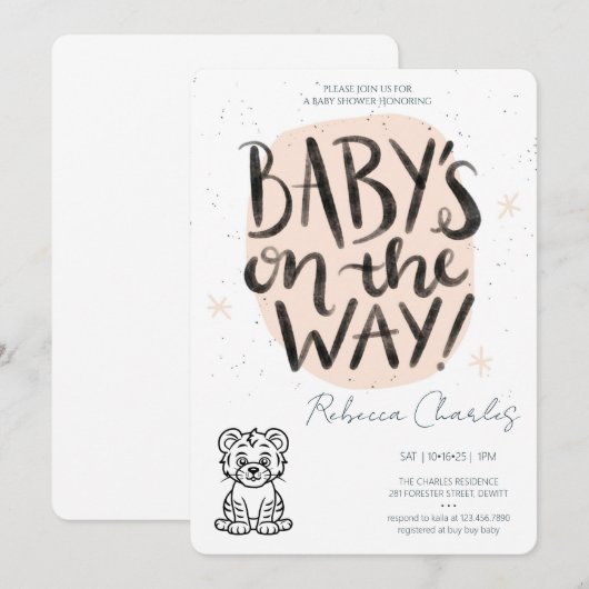 Minimal Baby Shower  招待状 (正面/裏面)