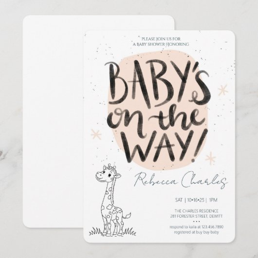 Minimal Baby Shower  招待状 (正面/裏面)