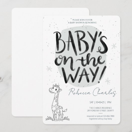 Minimal Baby Shower  招待状 (正面/裏面)