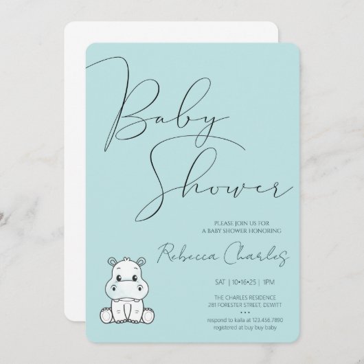 Minimal Baby Shower  招待状 (正面/裏面)