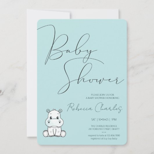 Minimal Baby Shower  招待状 (正面)