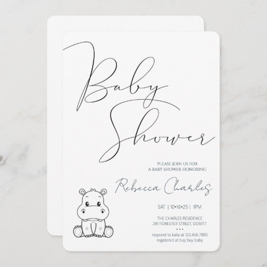 Minimal Baby Shower  招待状 (正面/裏面)