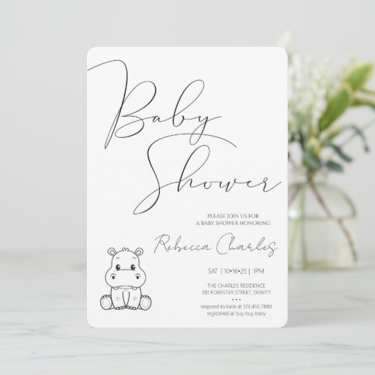 Minimal Baby Shower  招待状 (スタンド正面)