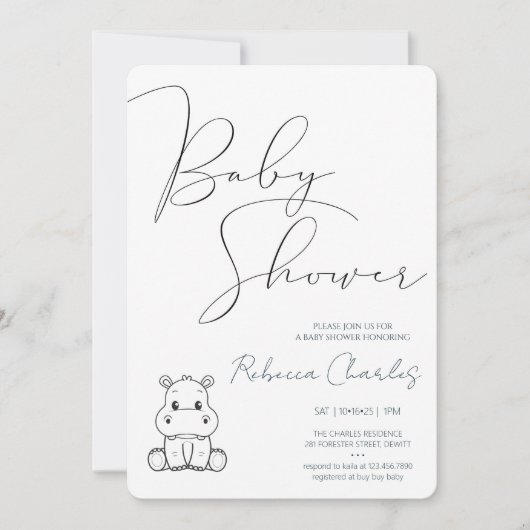 Minimal Baby Shower  招待状 (正面)