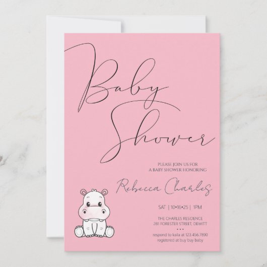 Minimal Baby Shower  招待状 (正面)