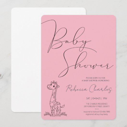 Minimal Baby Shower  招待状 (正面/裏面)