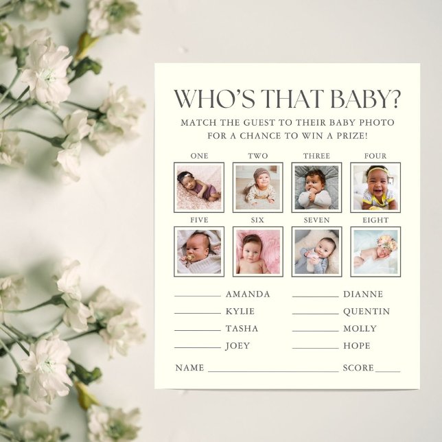 Minimal Baby Shower Guess the Baby Photo Game (クリエイターアップロード済み)