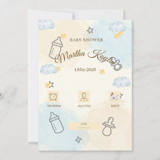 Minimal Baby Shower Invitation 招待状