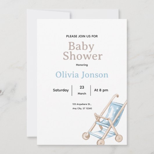 Minimal Baby Shower Invitation,ditable Baby card 招待状 (正面)