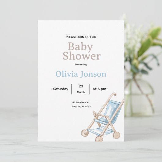 Minimal Baby Shower Invitation,ditable Baby card 招待状 (スタンド正面)