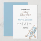 Minimal Baby Shower Invitation,ditable Baby card 招待状 (正面/裏面)