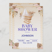 Minimal Baby Shower Invitation | Modern Neutral 招待状 (正面/裏面)