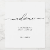 Minimal Baby Shower Script Letter Welcome ワインラベル (シングルラベル)