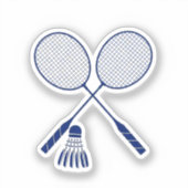 Minimal Badminton Rackets Shuttlecock Birdie Blue  シール (正面)