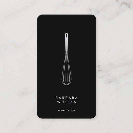 Minimal Baker Pastry Caterer Black Silver Whisk  名刺 (正面)