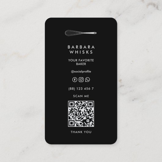Minimal Baker Pastry Caterer Black Silver Whisk  名刺 (裏面)