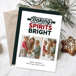 Minimal Baking Spirits Bright Christmas Photo Card シーズンカード