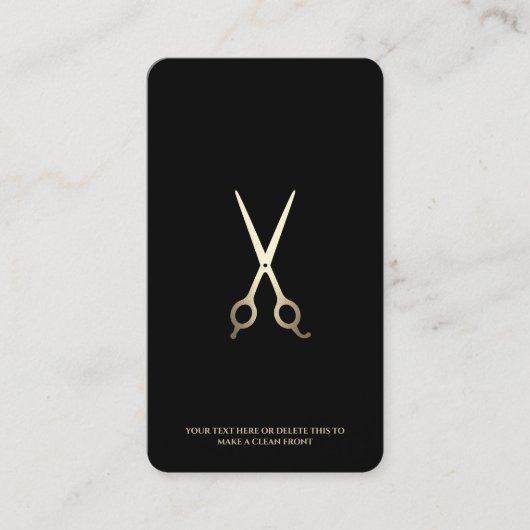 Minimal Barber Black Gold Scissor Barbershop  名刺 (正面)