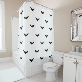 Minimal Bat Gothic Bathroom Design  シャワーカーテン