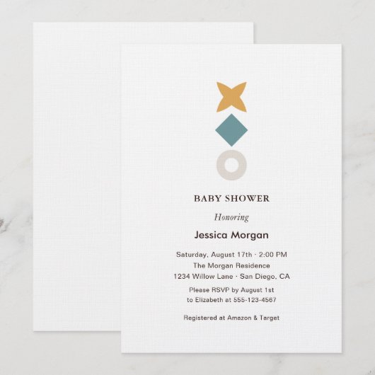 Minimal Bauhaus Baby Shower Invitation 招待状 (正面/裏面)