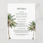 Minimal Beach Palm Trees Wedding Details Card エンクロージャーカード (正面)