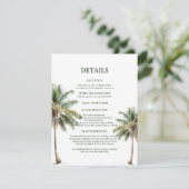Minimal Beach Palm Trees Wedding Details Card エンクロージャーカード (スタンド正面)