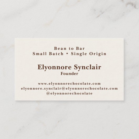 Minimal Bean to Bar Chocolate Maker  名刺 (裏面)