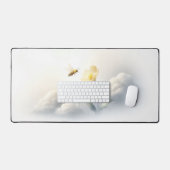 Minimal Bee & Clouds Desk Mat デスクマット (キーボード&マウス)