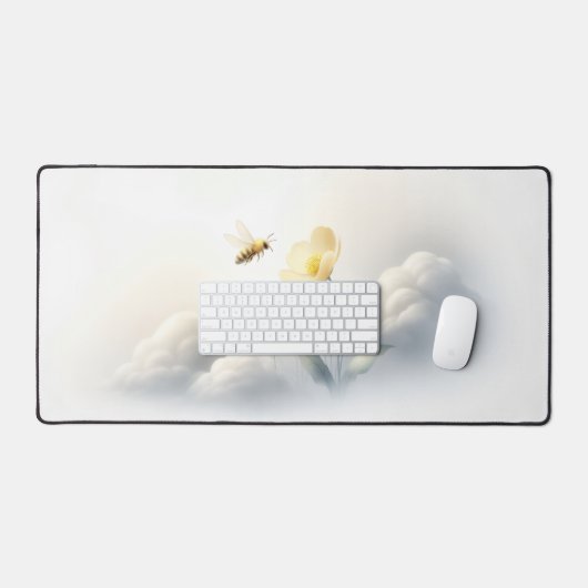 Minimal Bee & Clouds Desk Mat デスクマット (キーボード&マウス)