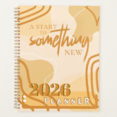 Minimal Beige 2026 Neutral Abstract Inspirational プランナー手帳 (正面)