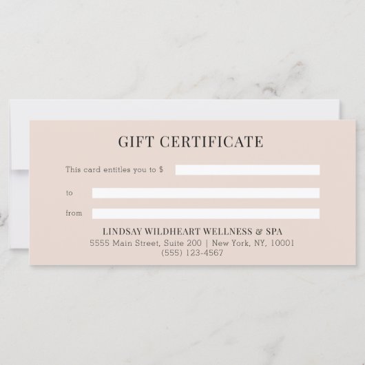 Minimal Beige Botanical Business Gift Certificates (裏面)