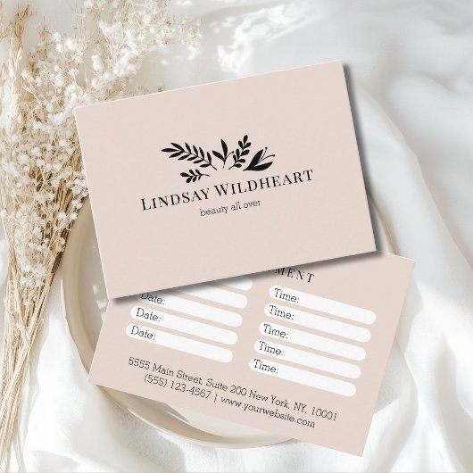 Minimal Beige Botanical Salon Appointment 予約カード