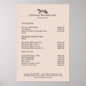 Minimal Beige Botanical Salon Price List Poster ポスター (正面)