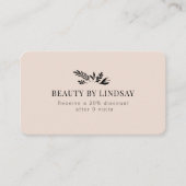 Minimal Beige Botanical Salon QR-Code Loyalty 名刺 (正面)