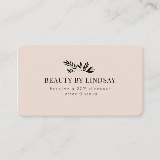 Minimal Beige Botanical Salon QR-Code Loyalty 名刺 (正面)