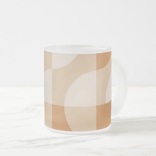 Minimal Beige Geometric Frosted Glass Mug フロストグラスマグカップ (正面右)
