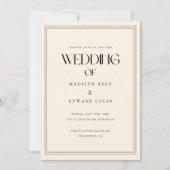 Minimal Beige Ivory Bold Typography Wedding Photo 招待状 (正面)