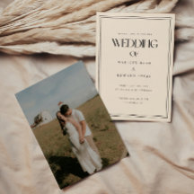Minimal Beige Ivory Bold Typography Wedding Photo