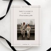 Minimal beige modern border photo save the date 招待状