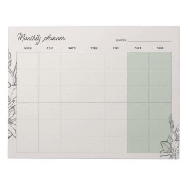 Minimal Beige Monthly planner, custom text Mon-Sun ノートパッド