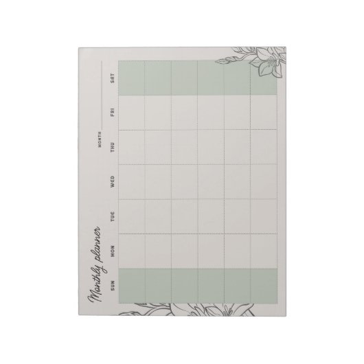 Minimal Beige Monthly planner, custom text Sun-Sat ノートパッド (回転)