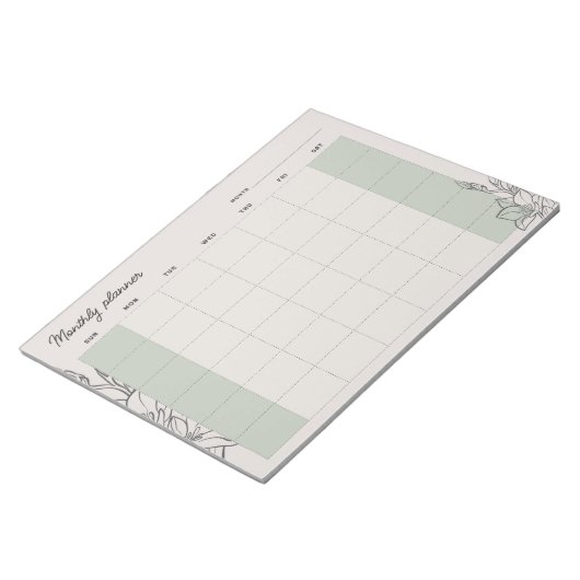 Minimal Beige Monthly planner, custom text Sun-Sat ノートパッド (アングル)